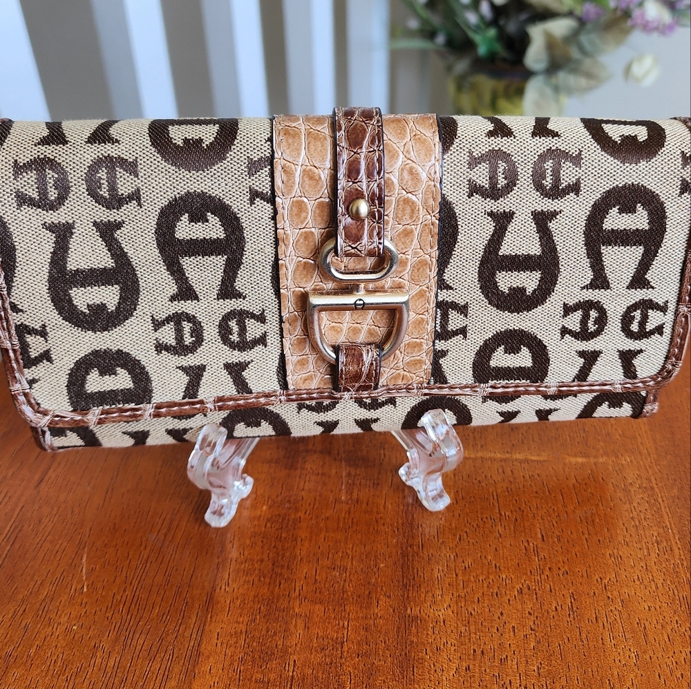 Etienne Aigner Designer Brown and Tan Women's Walley With Checkbook Cover